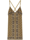 Brown V-neck Slip Dress 1