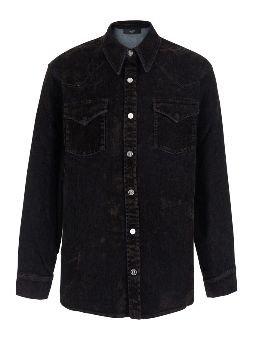 Black Regular Distressed Shirt 1