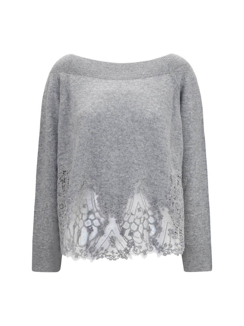 Grey Boat Neck Sweater 1
