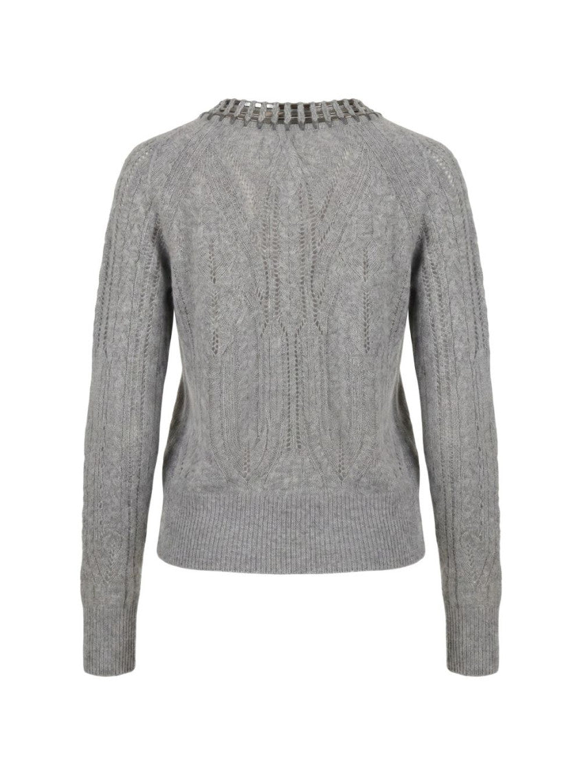 Grey Round Neck Cardigan 2