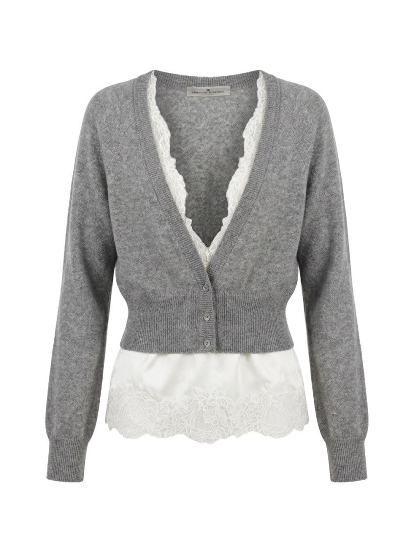 Grey V Neck Cardigan 1