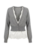 Grey V Neck Cardigan 1