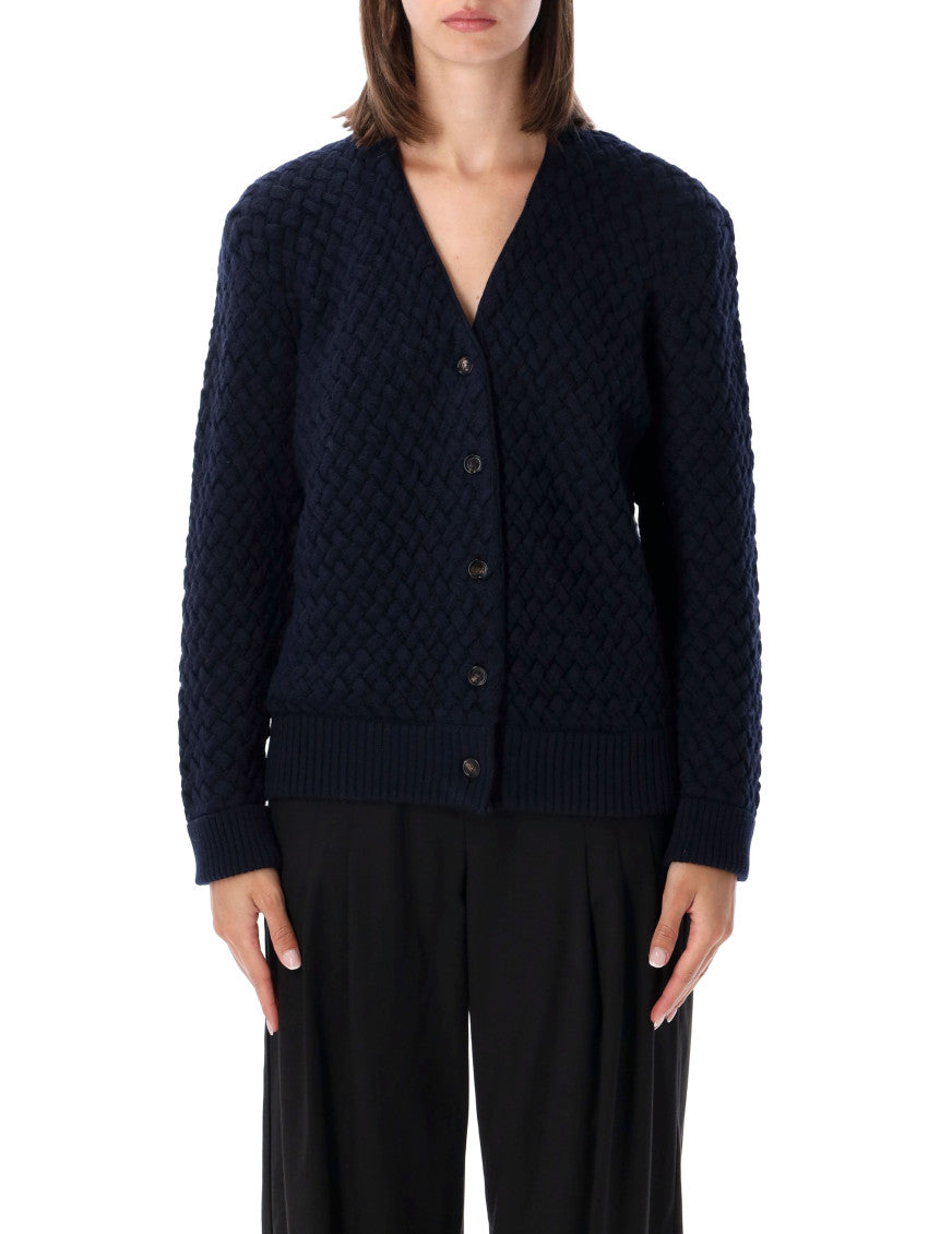Dark Blue V Neck Cardigan 1