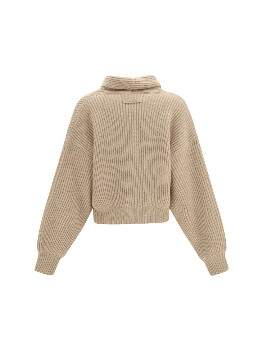 Beige Shawl Neck Cardigan 2