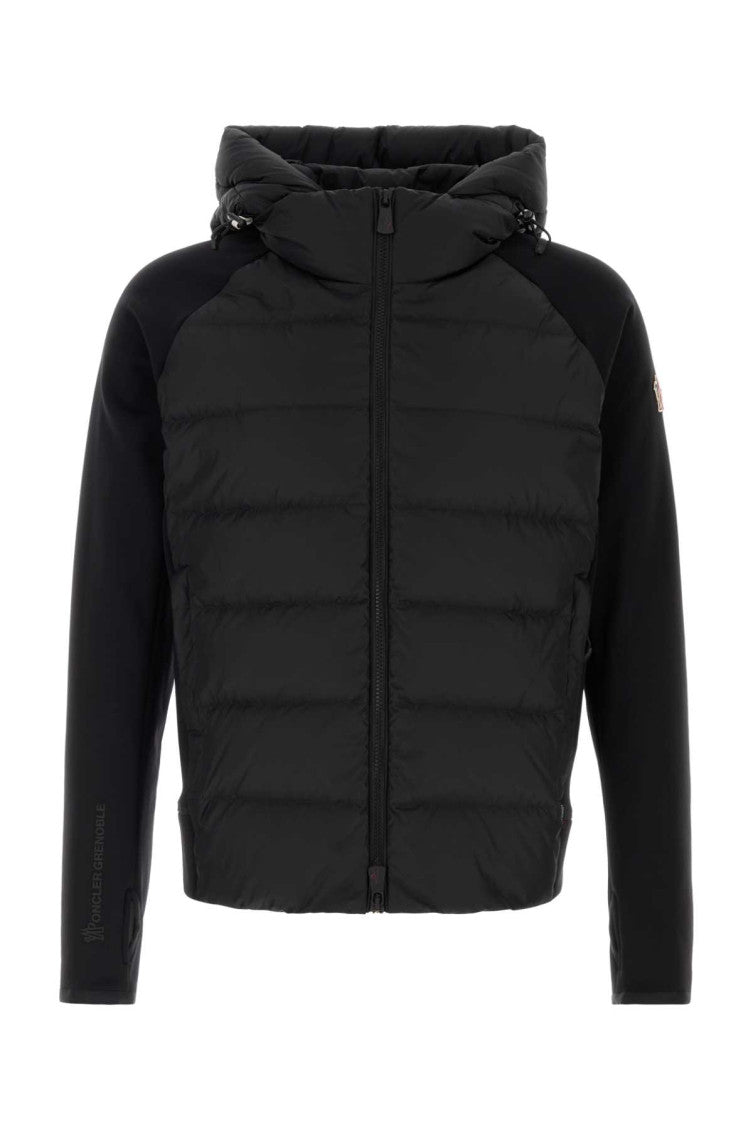 Black Quilted Zip-Up Hoodie 1