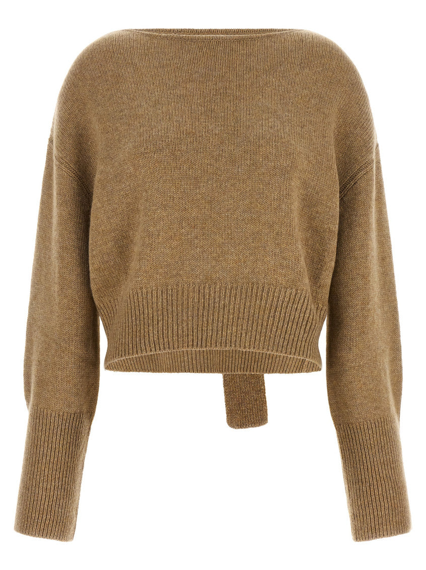 Beige Boat Neck Sweater 1