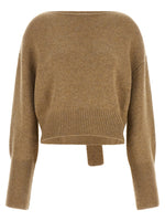 Beige Boat Neck Sweater 1