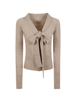 Beige V Neck Cardigan 1