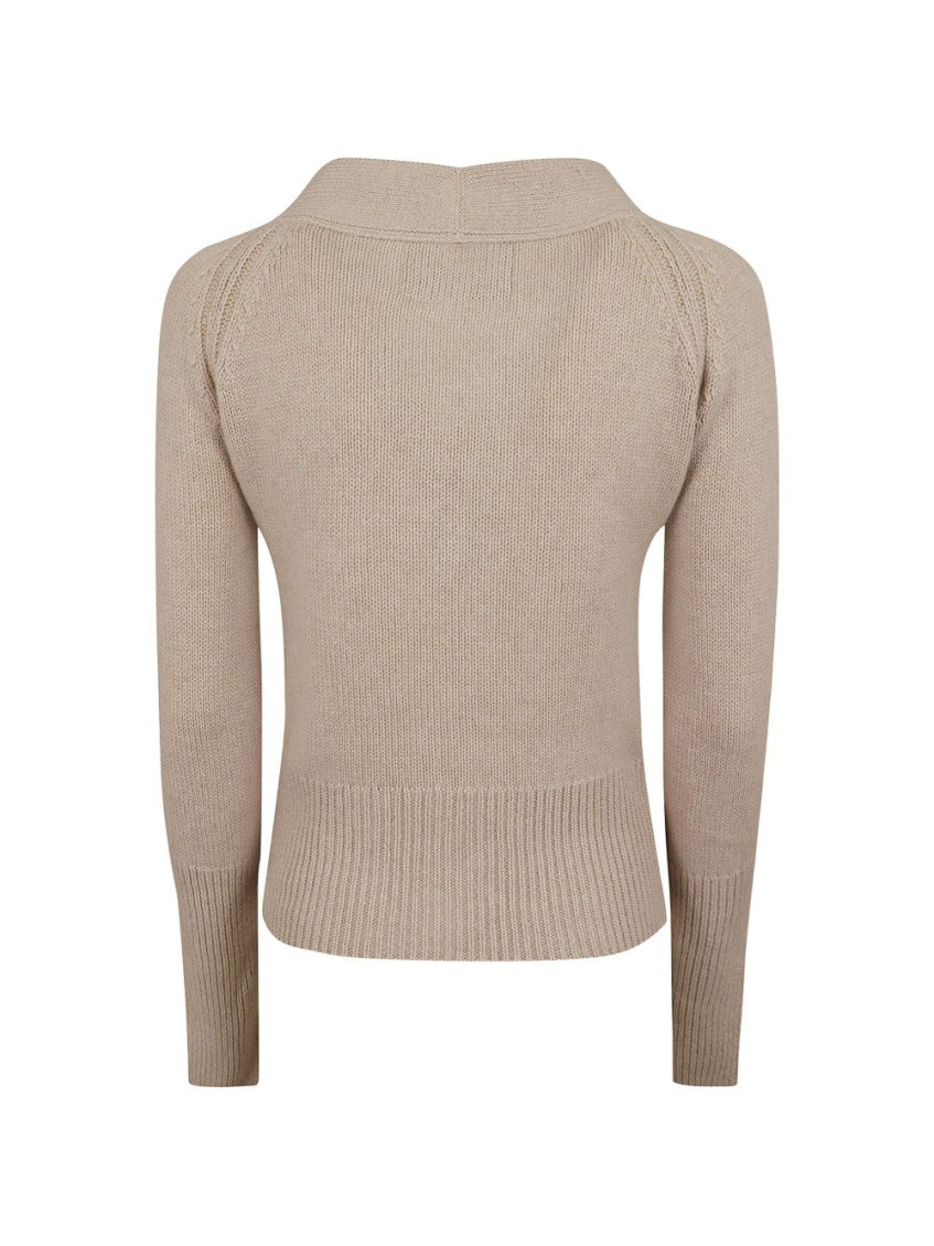 Beige V Neck Cardigan 2