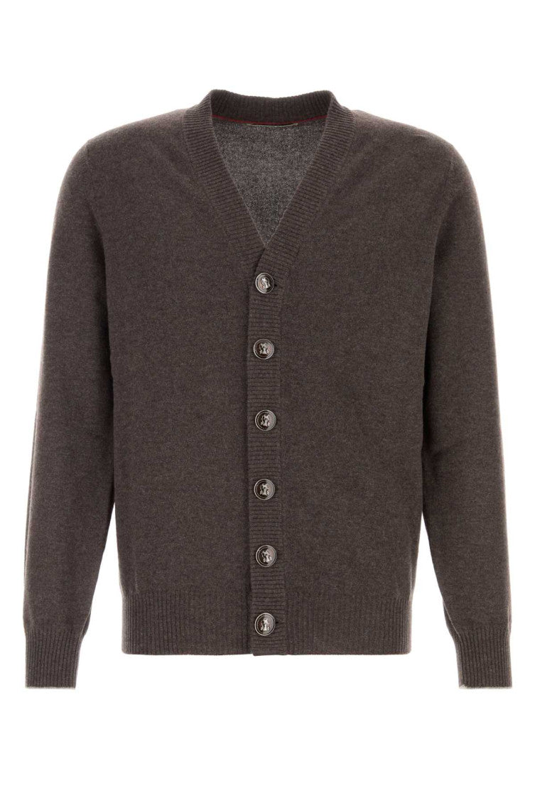 Brown V Neck Cardigan 1