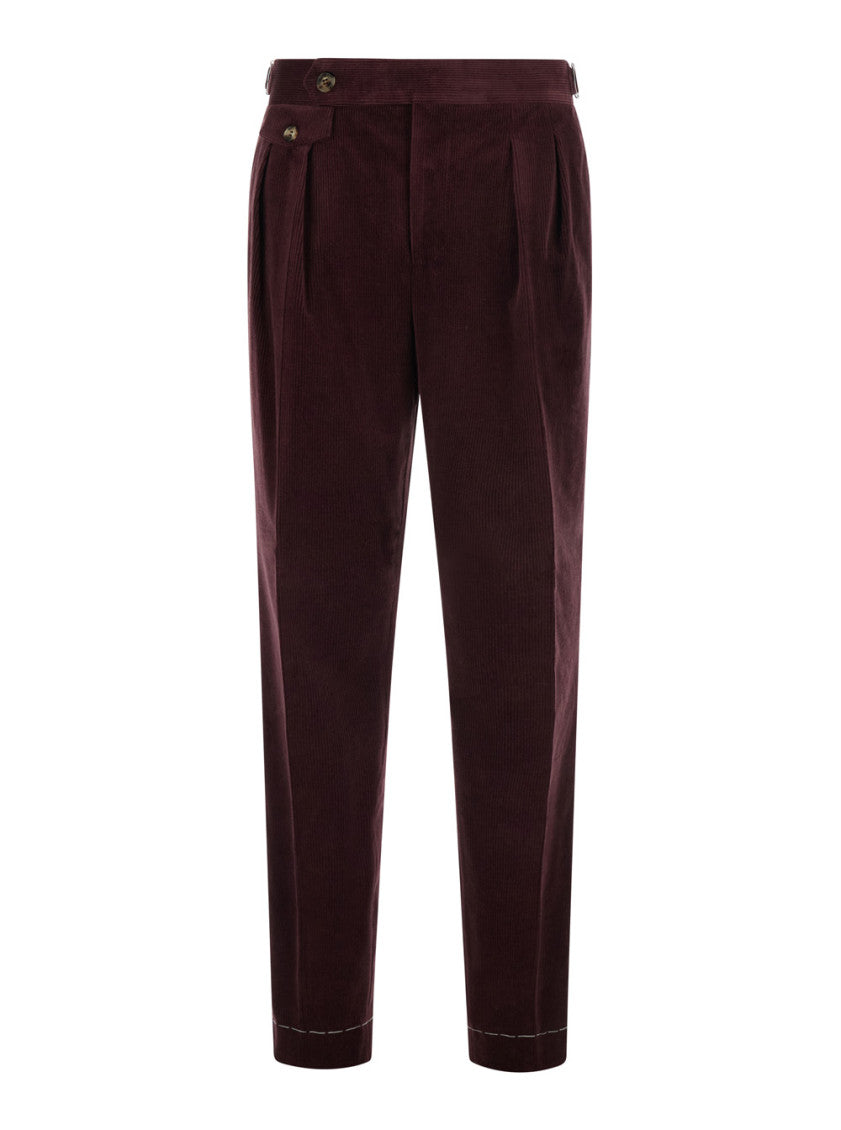 Red Tapered Pleated Pants 1