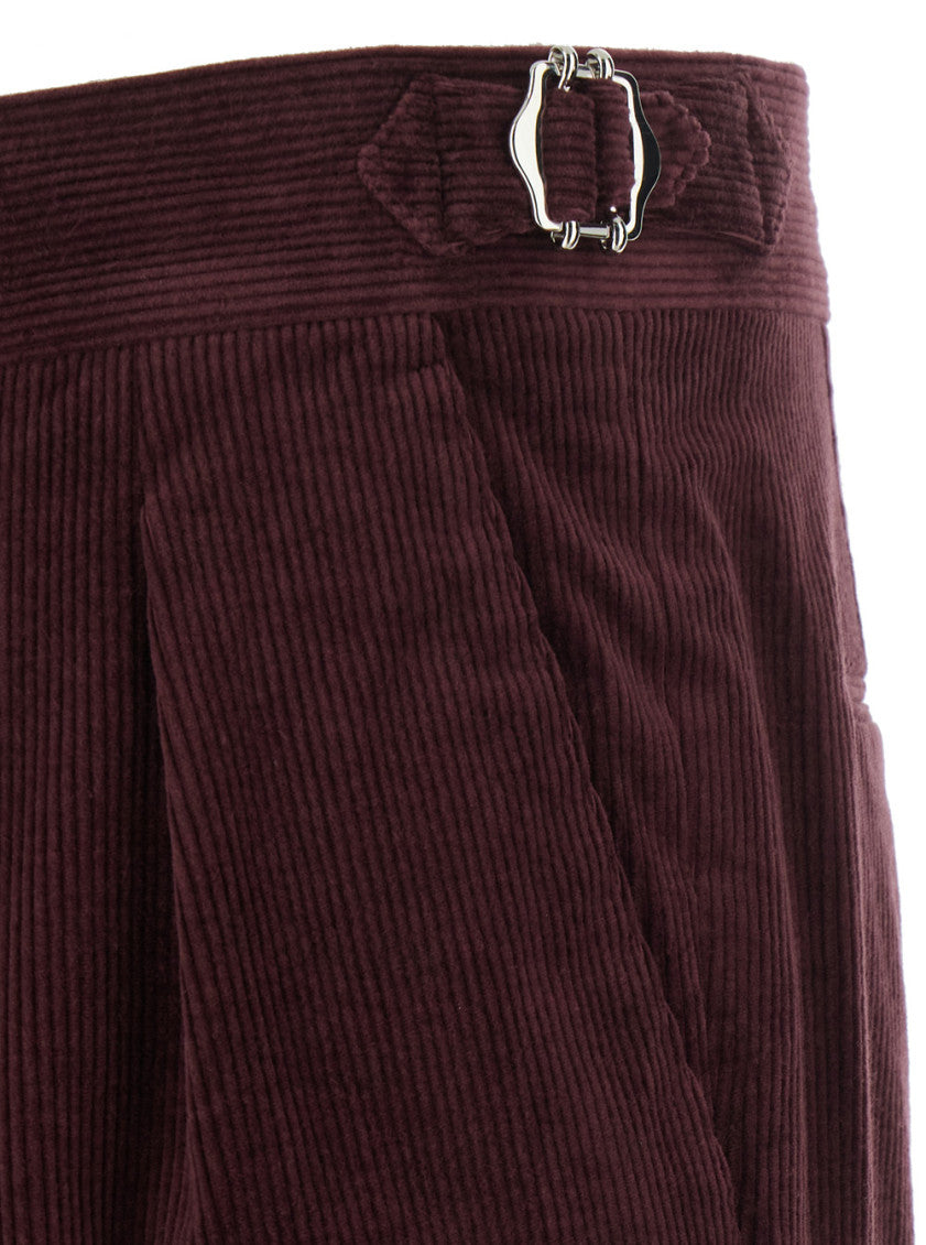 Red Tapered Pleated Pants 3