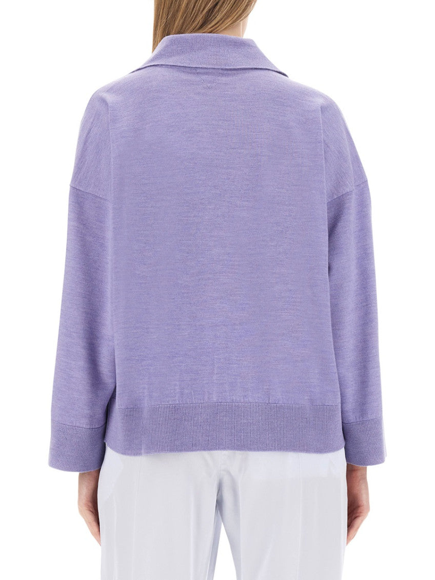 Light Blue Shirt Collar Sweater 2