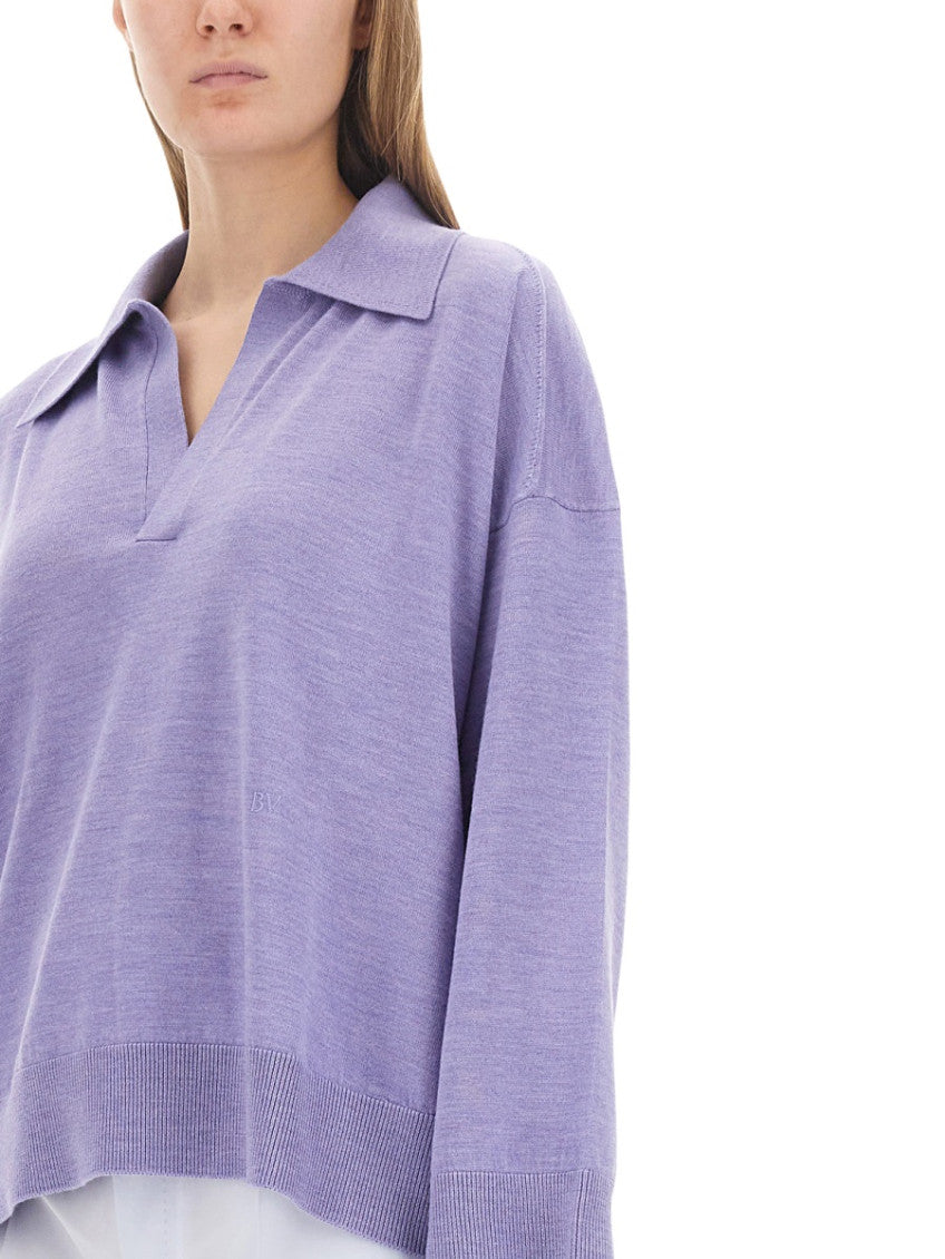 Light Blue Shirt Collar Sweater 4