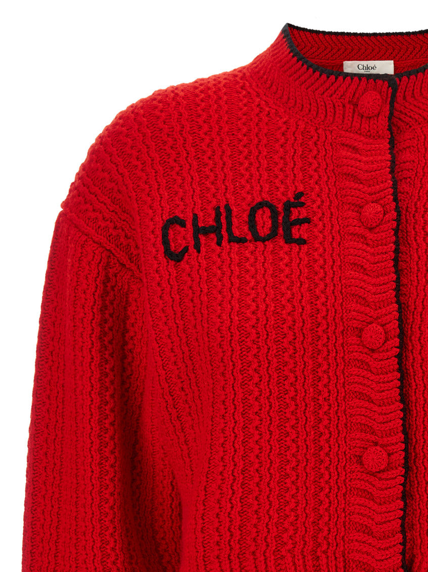 Red Embroidered Cardigan 3