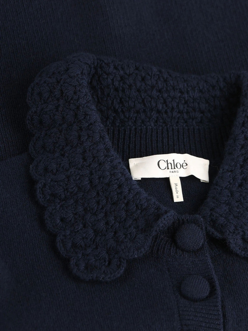 Navy Blue  Shirt Collar Cardigan 3