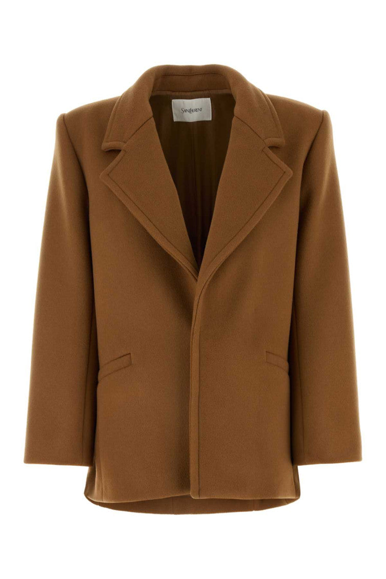 Brown Single-breasted Wool Coat 1