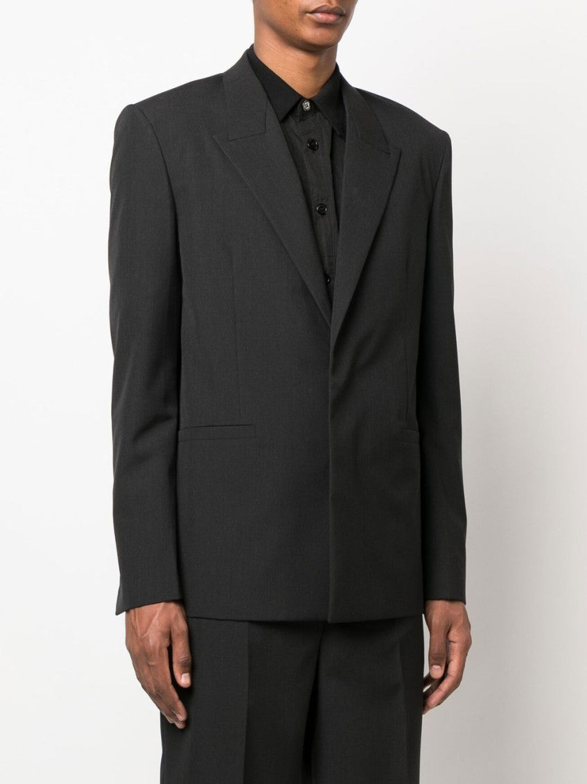 Grey Single-breasted Wool Blazer 4