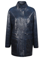 Blue Casual leather jacket 1