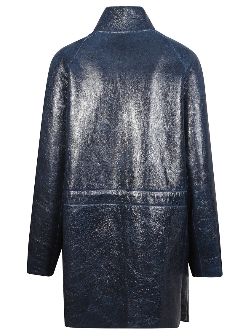 Blue Casual leather jacket 2