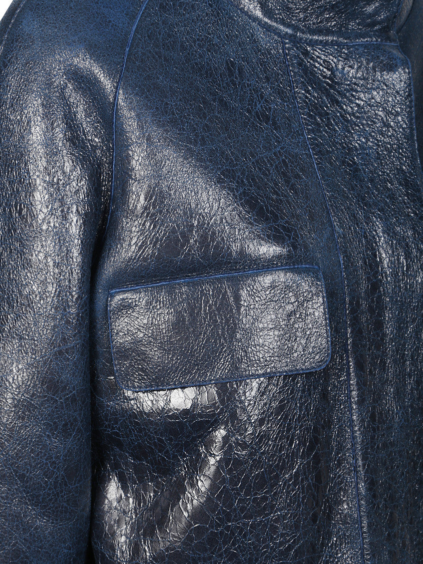 Blue Casual leather jacket 3