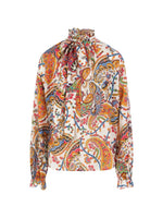 Multicolour Ruffled Collar Tie Neck Top 1