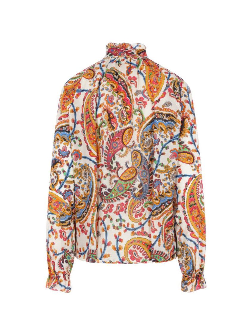 Multicolour Ruffled Collar Tie Neck Top 3