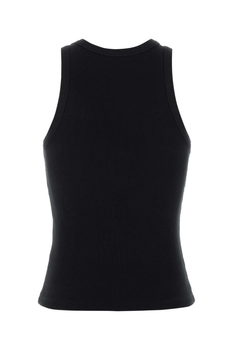 Black Round Neck Ribbed Tank Top 2