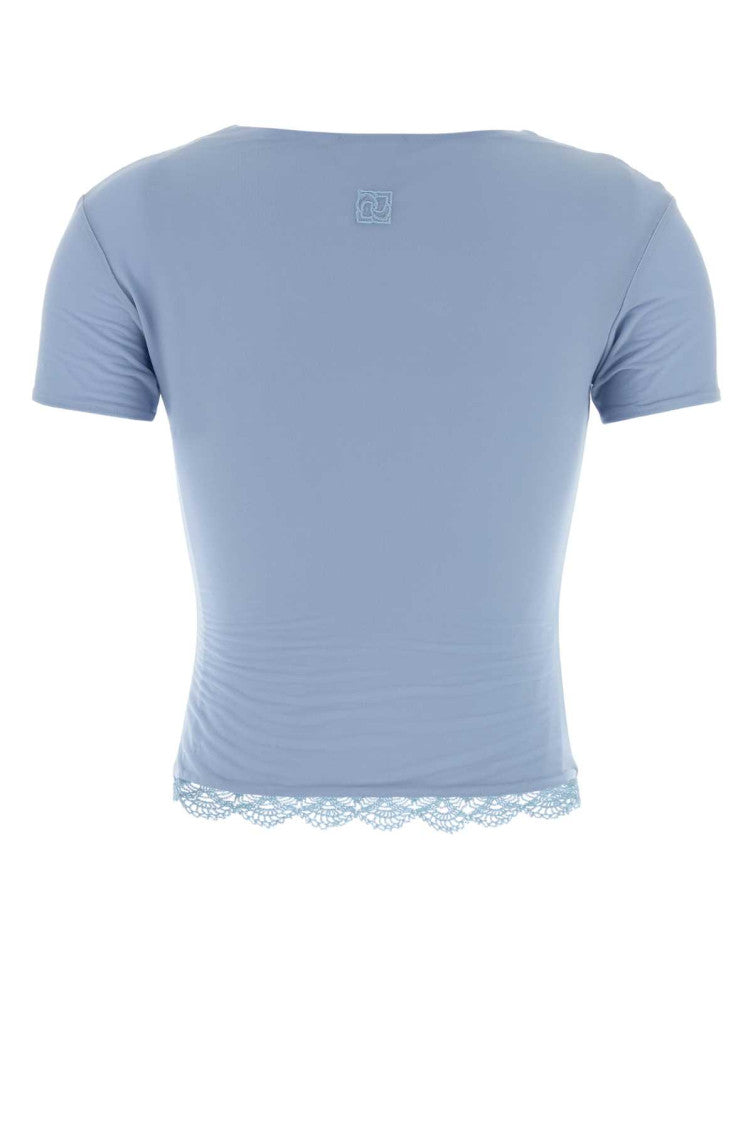 Light Blue Round Neck Lace Top 2