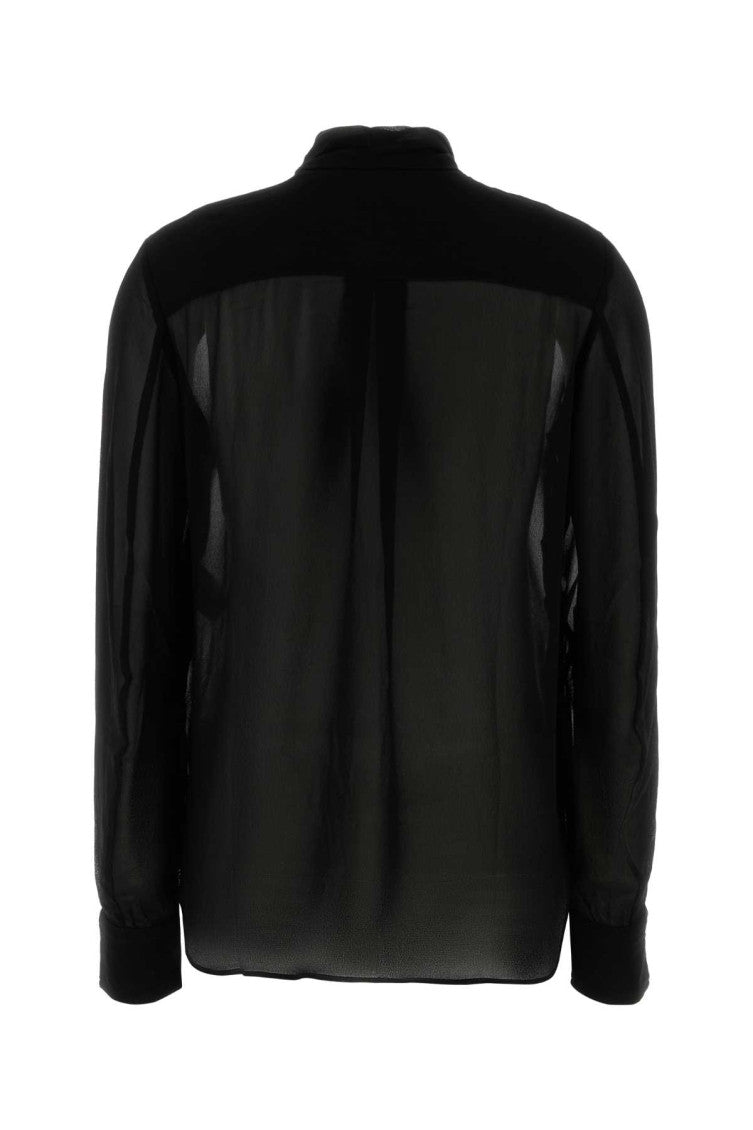 Black Tie Fastening Long Sleeves Top 2