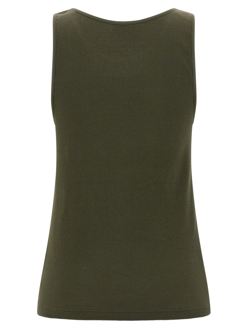 Green Round Neck Ribbed Tank Top 2