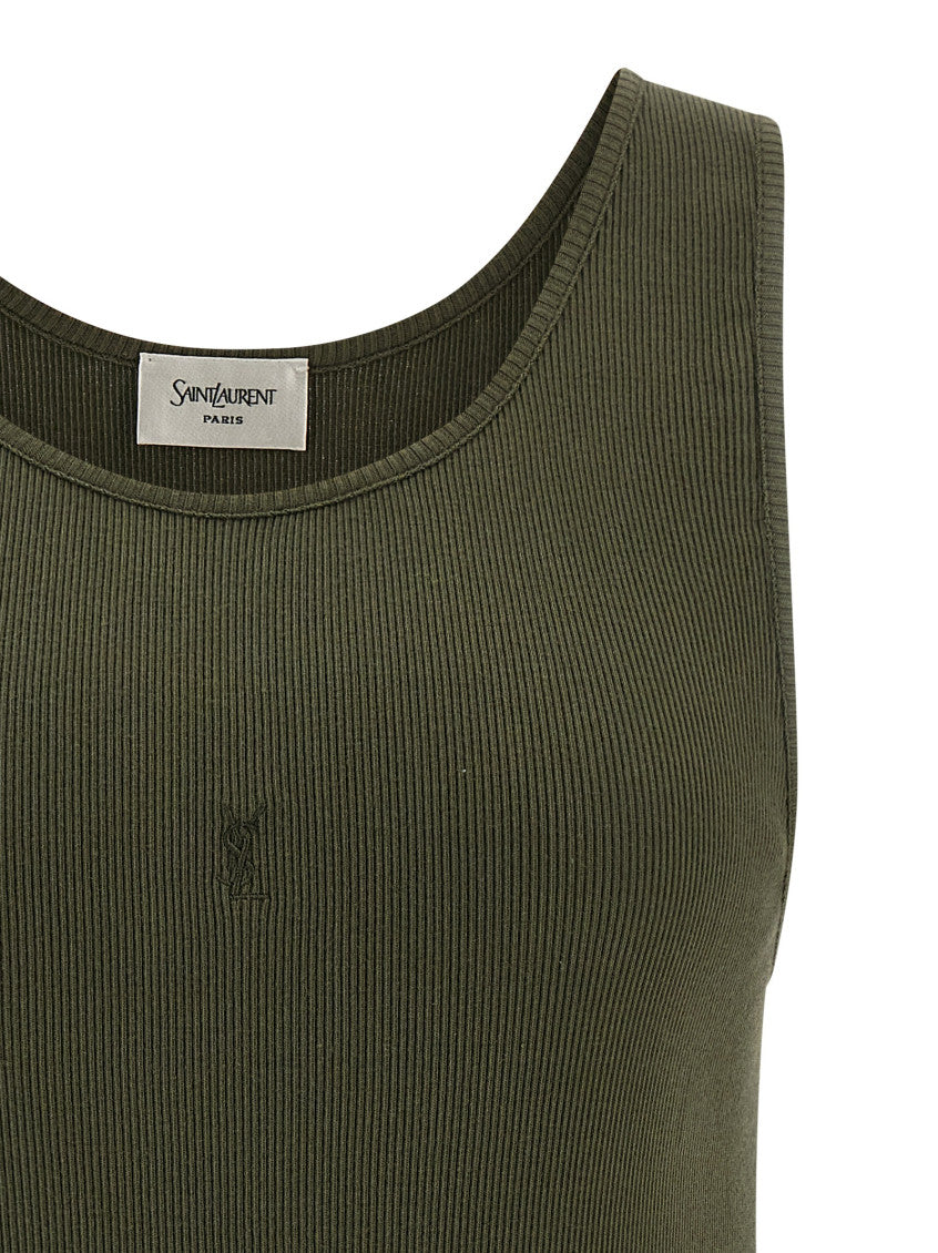 Green Round Neck Ribbed Tank Top 3