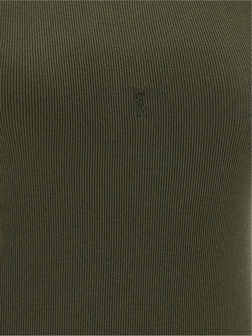Green Round Neck Ribbed Tank Top 4