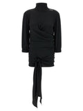 Black Turtle Neck Draped Tie Top 1
