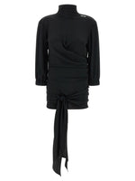 Black Turtle Neck Draped Tie Top 1