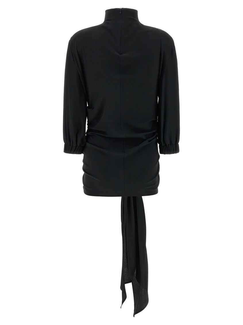 Black Turtle Neck Draped Tie Top 2