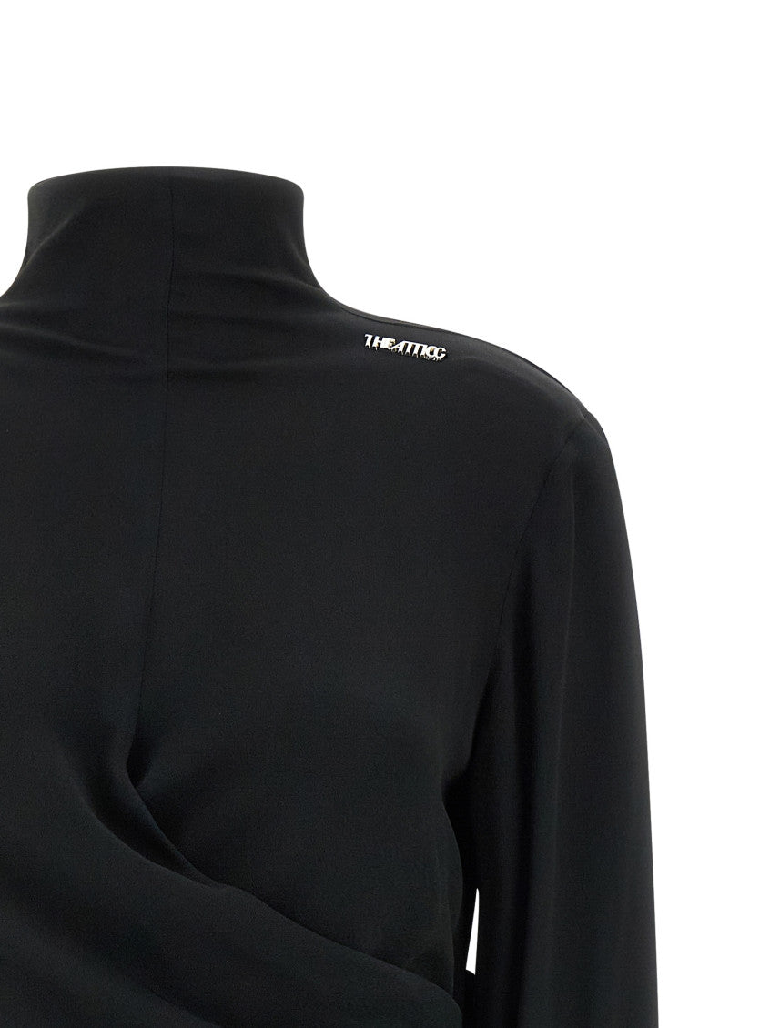 Black Turtle Neck Draped Tie Top 3