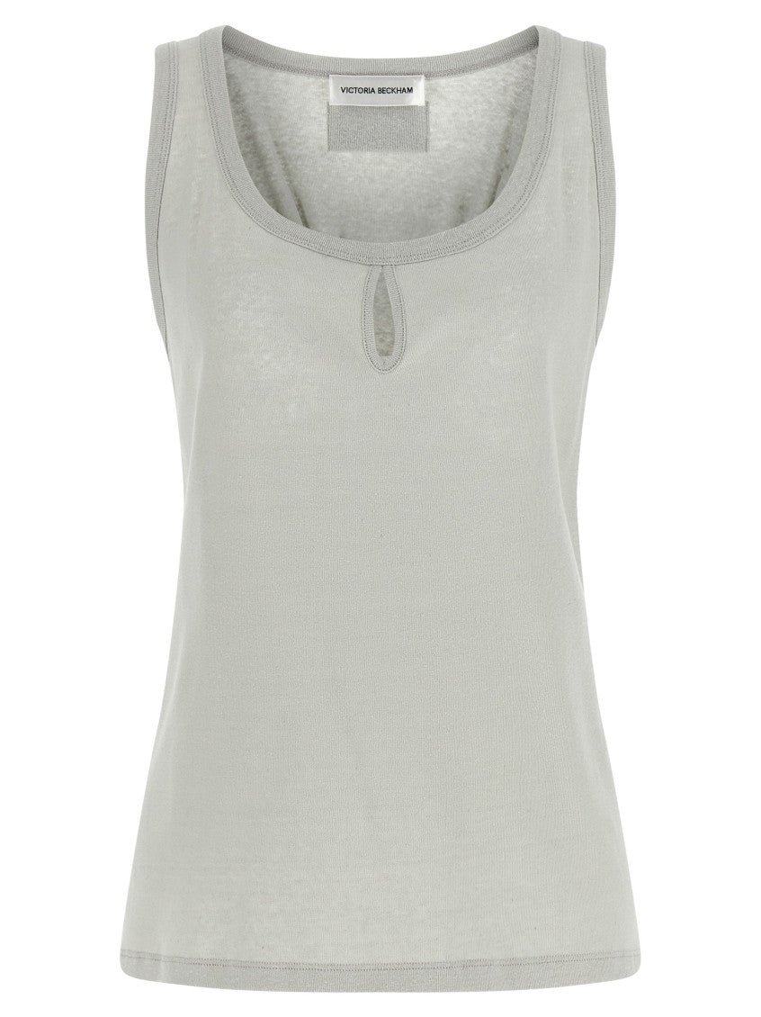 Grey Round Neck Sleeveless Tank Top 1
