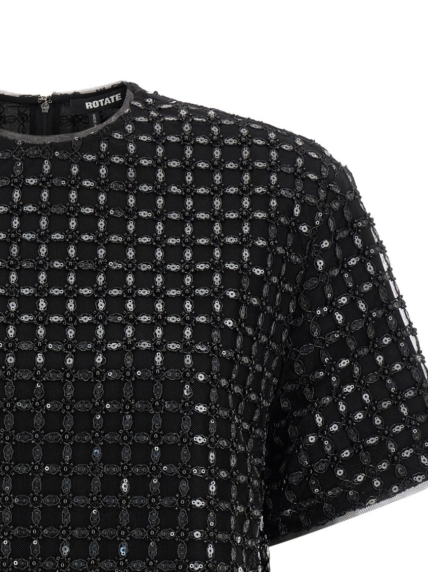 Black Crew Neck Sequin Top 3