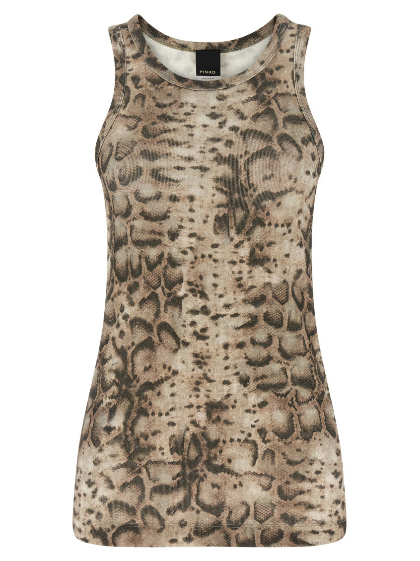 Beige Round Neck Printed Top 1