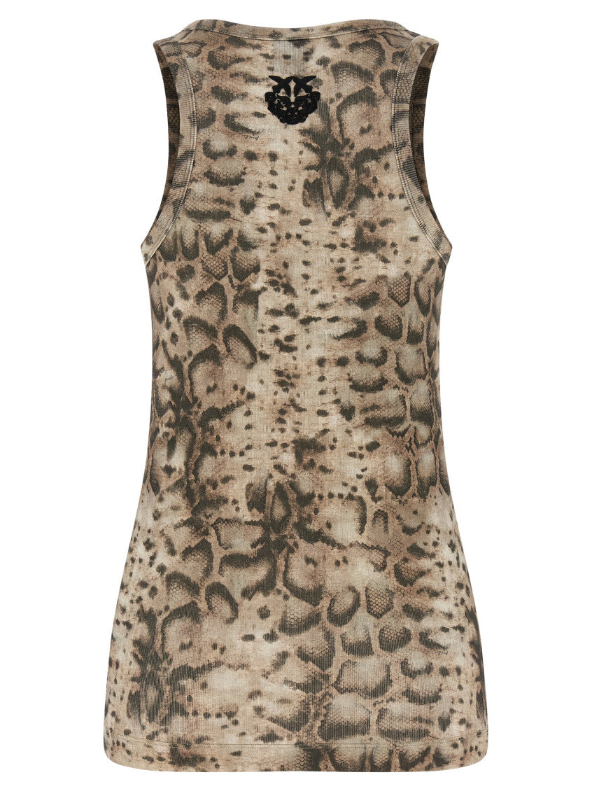 Beige Round Neck Printed Top 2