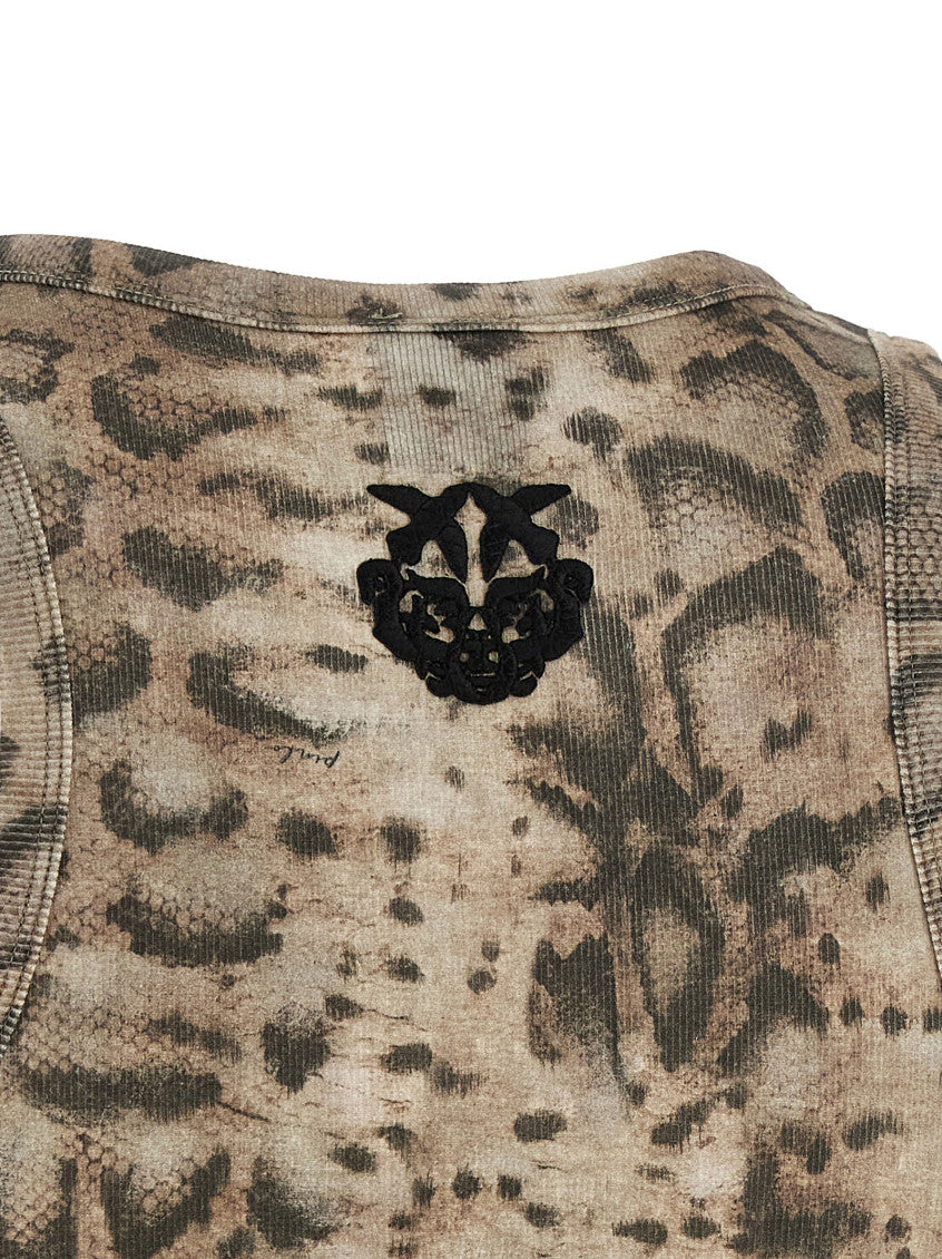 Beige Round Neck Printed Top 4