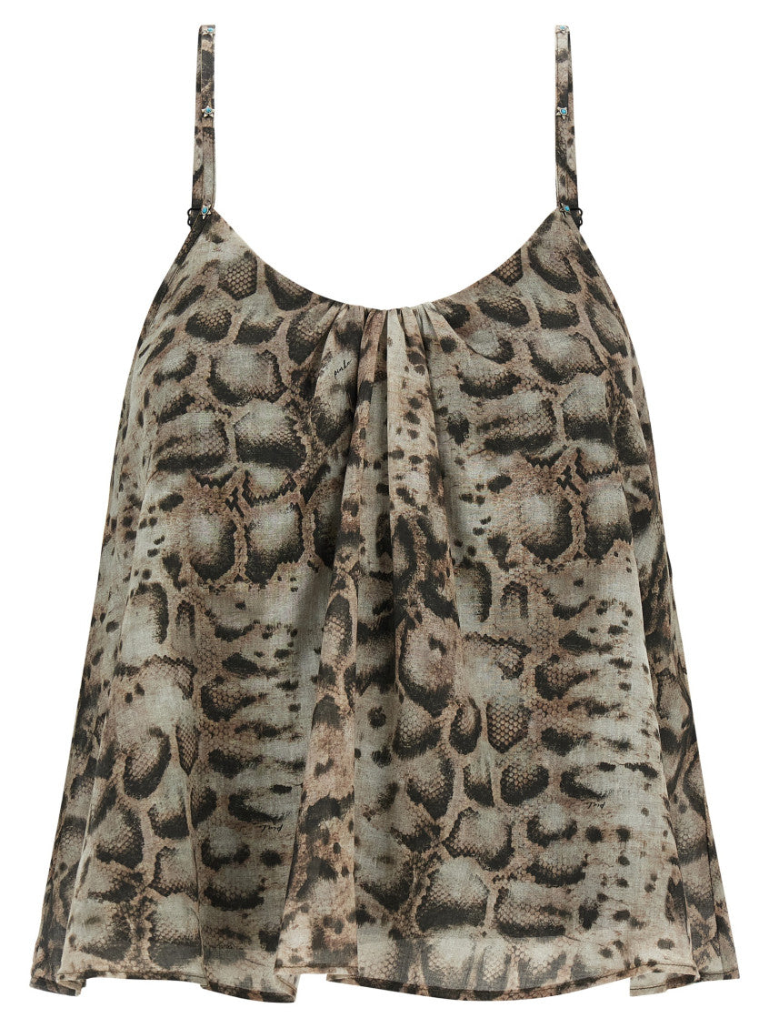 Grey Snake Print Strap Top 1