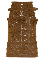 Brown Floral Crochet Top 1