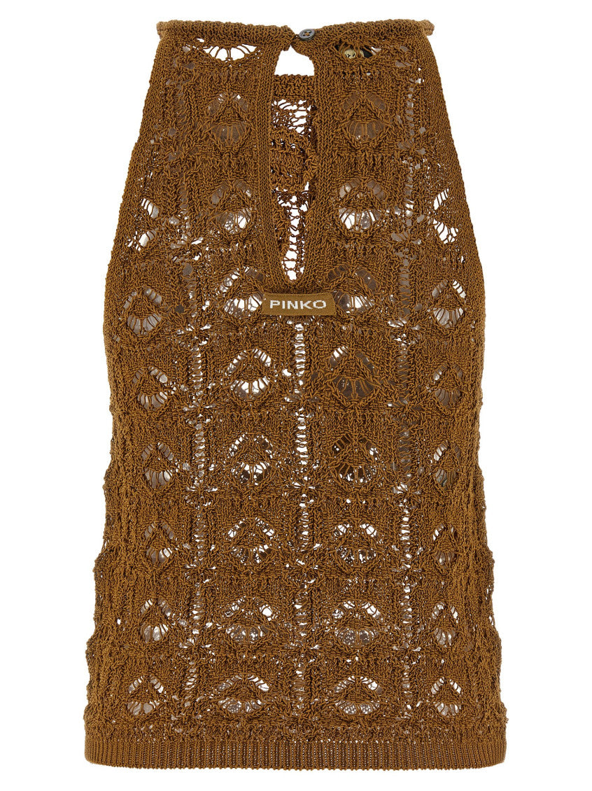 Brown Floral Crochet Top 2