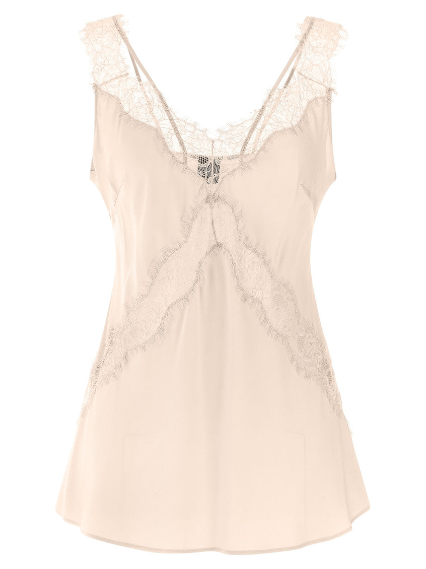 Pink V-Neck lace Top 1