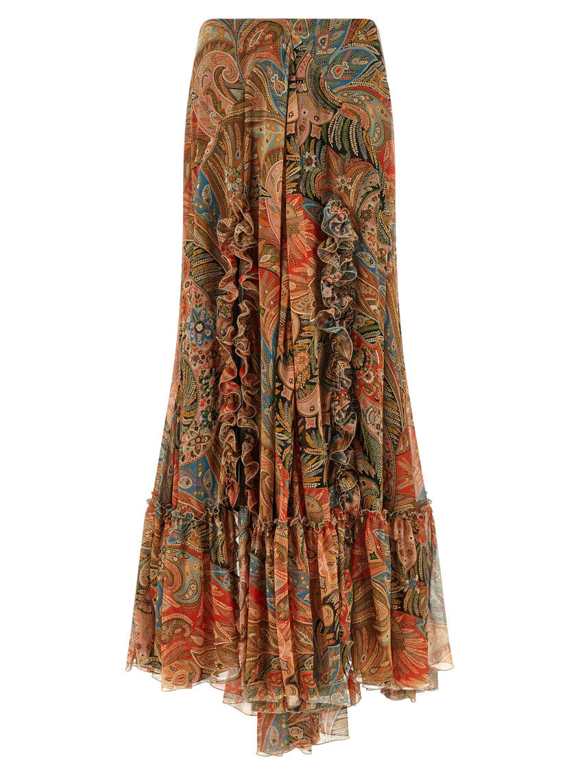 Orange Paisley Foliage Skirt 1