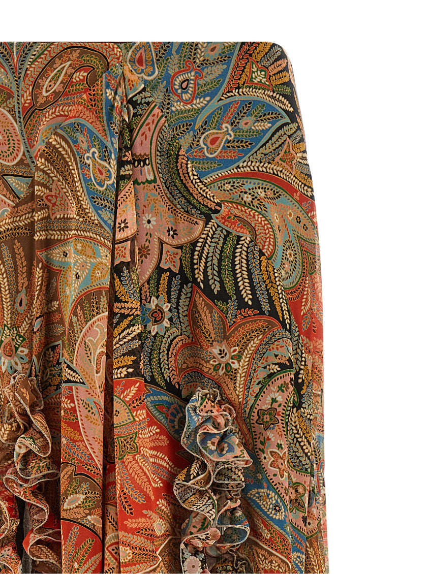 Orange Paisley Foliage Skirt 3