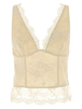 Beige V-Neck Lace Top 1
