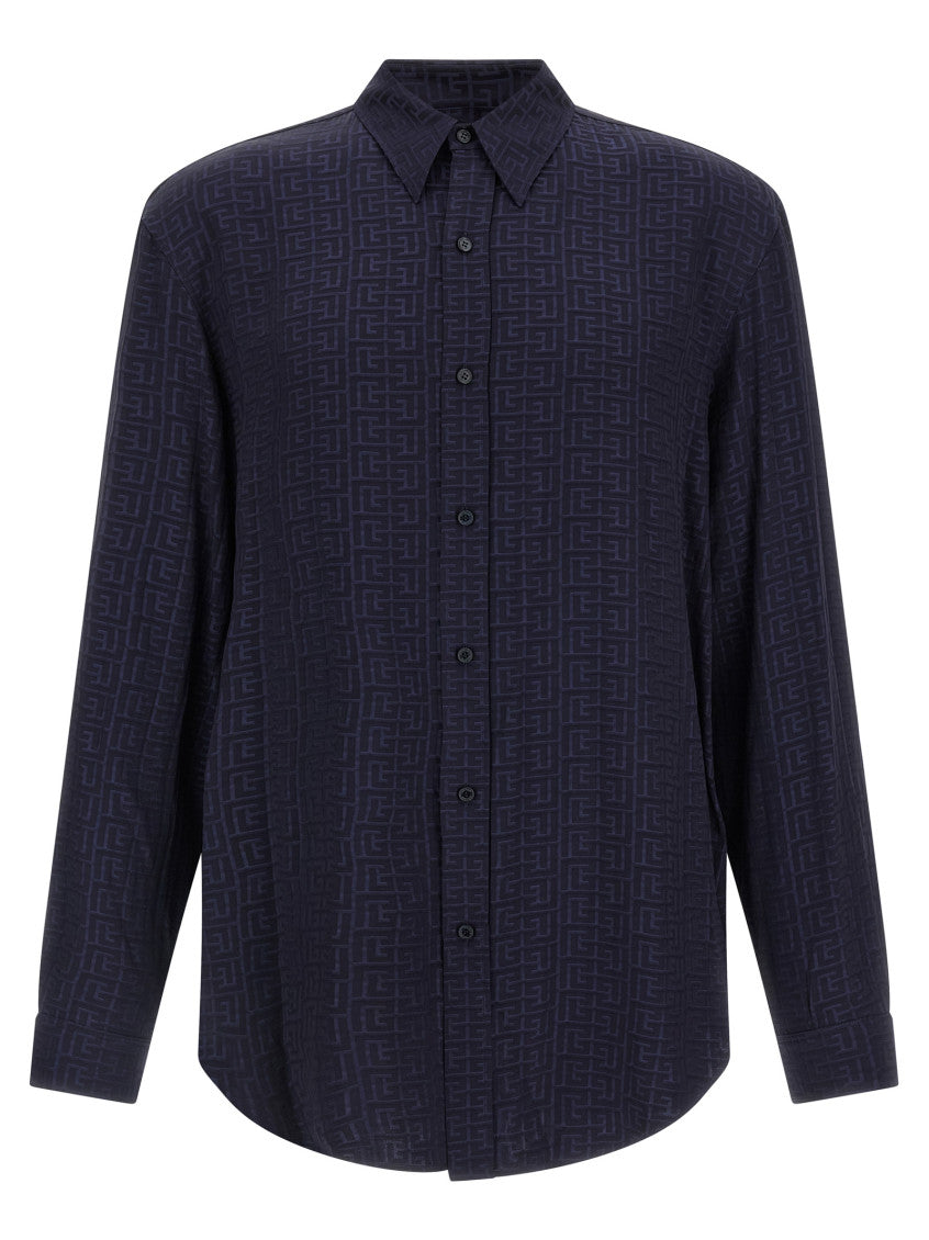 Blue Jacquard Monogram Shirt 1